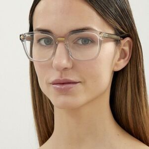 NEW Gucci GG0184O 005 Unisex Square Gray Clear Gold Eyeglasses